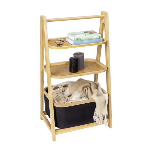 Черна/естествена бамбукова етажерка за баня 44x80 cm Ecori - Wenko-image-2