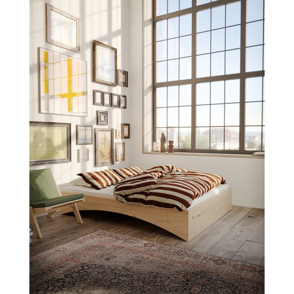 Двойно легло от масивен бор без табла в естествен цвят 160x200 cm Orbit – Karup Design-image-1