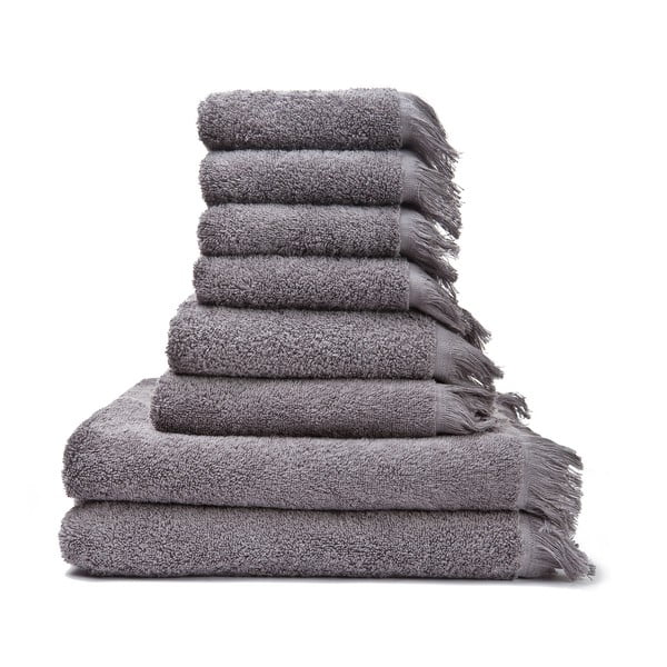 Set 6 šedých bavlněných ručníků a 2 osušek Casa Di Bassi Bath