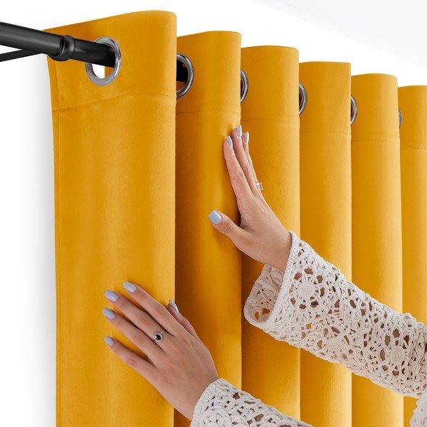 Затъмняваща завеса в цвят горчица 265x225 cm Velto – Filumi-image-3