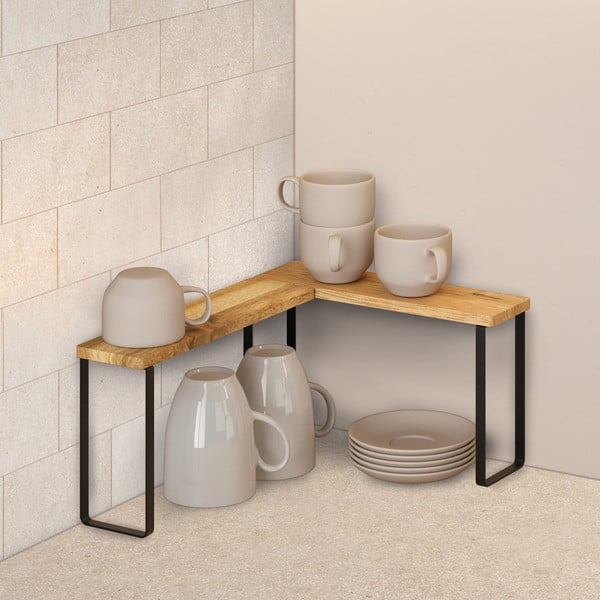 Матово черни и естествени дървени допълнителни рафтове 2 бр. 27x8 cm York – Metaltex-image-1