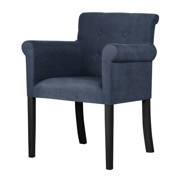 Tmavě modrá židle s černými nohami z bukového dřeva Ted Lapidus Maison Flacon