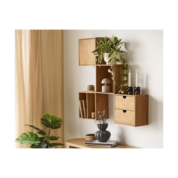 На няколко нива стенен рафт от масивен дъб в естествен цвят 18 cm Townsville – House Nordic-image-4