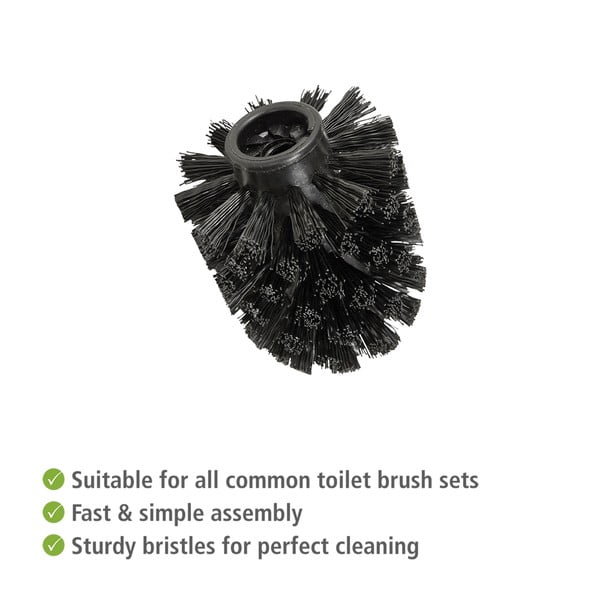 Черни пластмасови глави за четки за тоалетна в комплект 10 бр. с резервна четка Ø8cm – Wenko-image-1