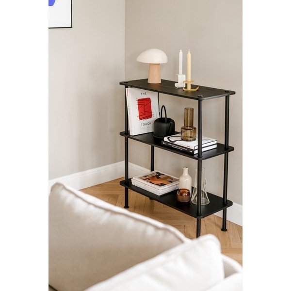 Черен стелаж от декор от дъб  80x90,5x35 cm Teidi – noo.ma-image-3