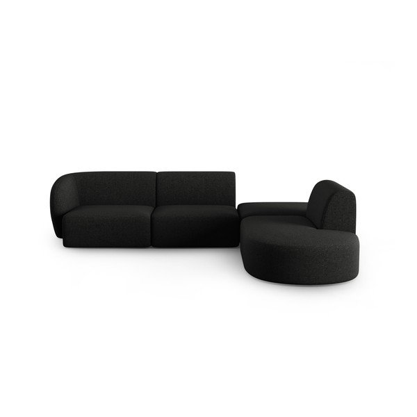 Черен шенилов ъглов диван (десен ъгъл/L форма) Paolo – Milo Casa