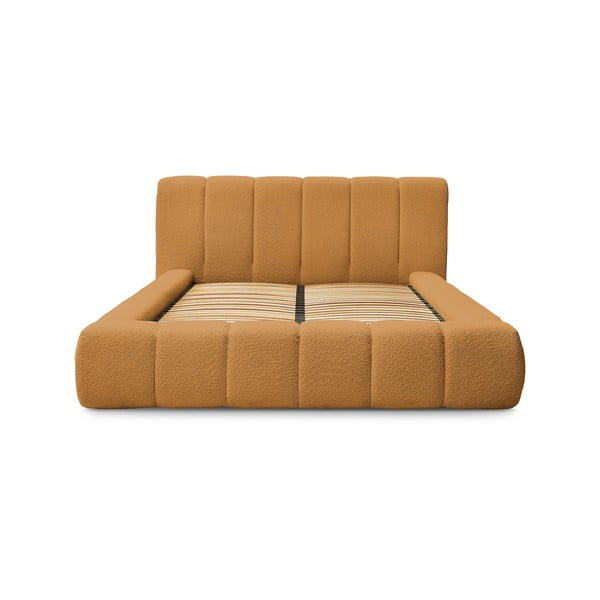 Двойно тапицирано легло с място за съхранение с включена подматрачна рамка в цвят горчица 160x200 cm Denali – Bobochic Paris-image-3