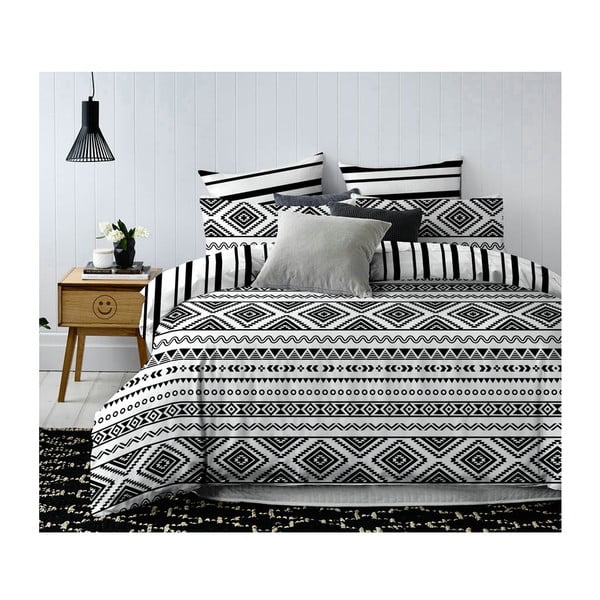 Черно-бяло двустранно спално бельо от микрофибър Hypnosis Oslo, 200 x 200 cm - DecoKing