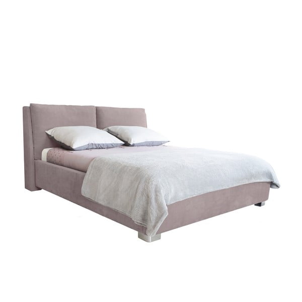 Světle růžová dvoulůžková postel Mazzini Beds Vicky, 160 x 200 cm