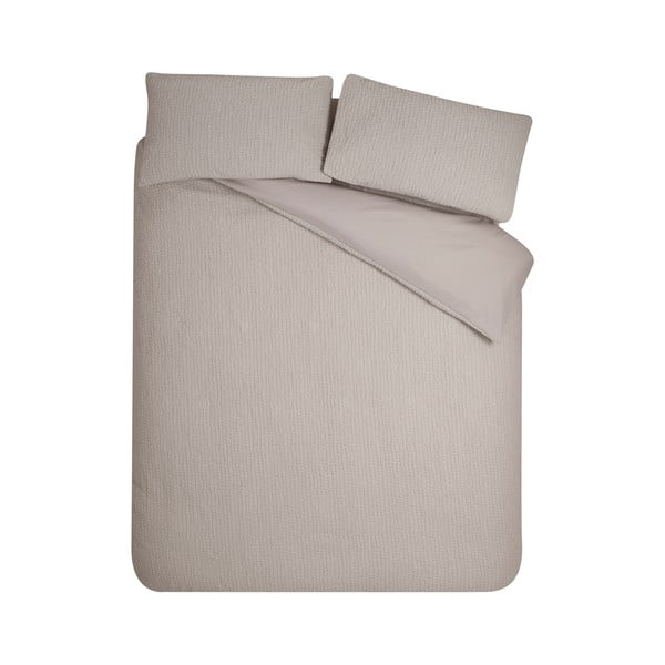 Светлокафяво двойно  крепово спално бельо 200x200 cm Crinkle Seersucker – Catherine Lansfield