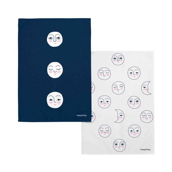Памучни кърпи в комплект от 2 броя 50x70 cm Moon - Happy Friday