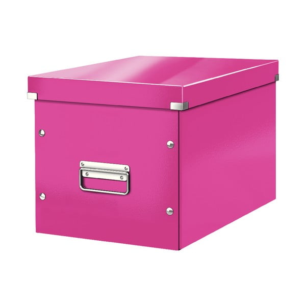 Розова картонена кутия за съхранение с капак 32x36x31 cm Click&Store – Leitz