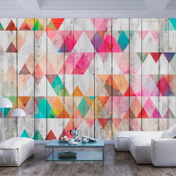 Широкоформатен тапет , 400 x 280 cm Rainbow Triangles - Artgeist-image-1