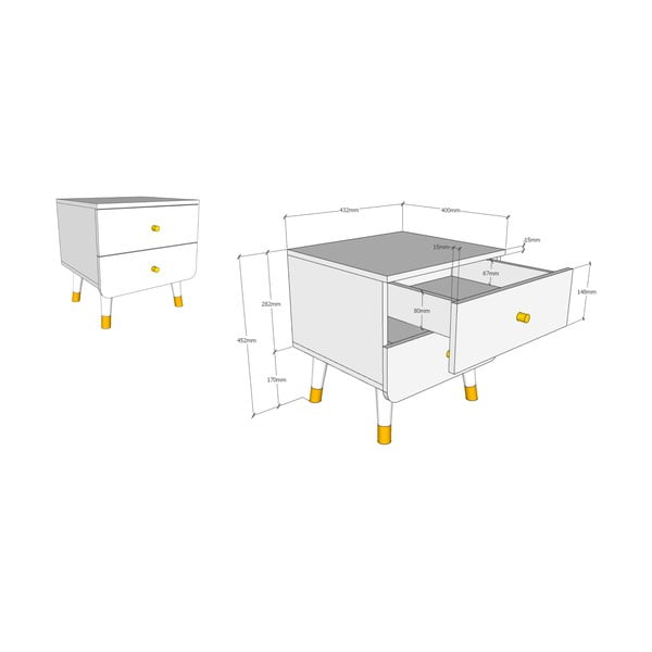 Бяло детско нощно шкафче от борова дървесина Billy - Vipack-image-2