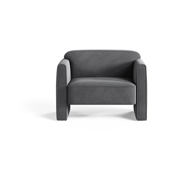 Сиво кадифено кресло Abby – Micadoni -image-1