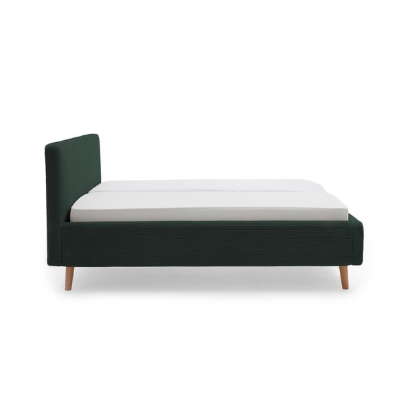 Тъмнозелено двойно легло 160x200 cm тапицирано с място за съхранение с включена подматрачна рамка Mattis Cord – Meise Möbel-image-3