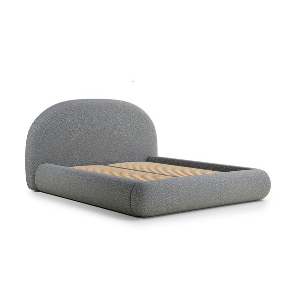 Сиво двойно легло 180x200 cm тапицирано с място за съхранение с включена подматрачна рамка Maumere – Maison de Rêve