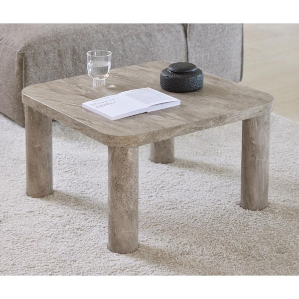 Светлосива масичка за кафе от декор от мрамор 60x60 cm Solano – Actona-image-1