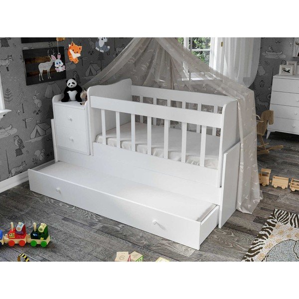 Бяло детско креватче с място за съхранение 60x120 cm Sansa - Kalune Design-image-2