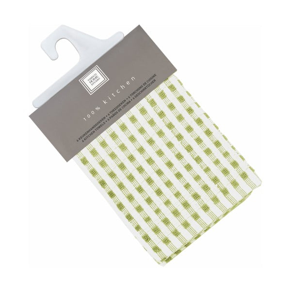 Комплект от 6 зелени памучни кърпи за чай Cristal, 32 x 35 cm Terry - Tiseco Home Studio