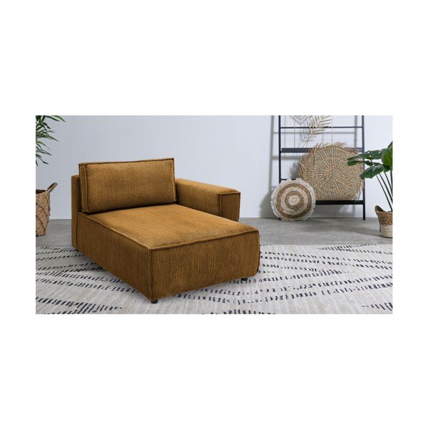 Модул за диван от велур в цвят горчица, десен ъгъл Nihad modular - Bobochic Paris-image-1