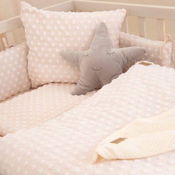 Бежово детско спално бельо за детско креватче със смес от памук 80x80 cm Frosty Almond – Roba-image-1