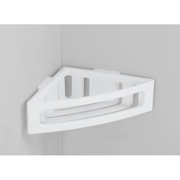 Бял ъглов самоносещ пластмасов рафт за баня Bralia - Wenko-image-1