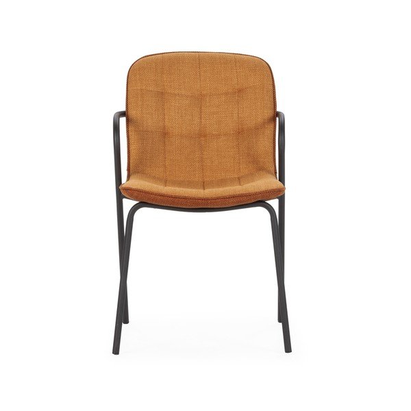 Теракотен тапициран трапезен стол с подлакътници Angie – Marckeric-image-2