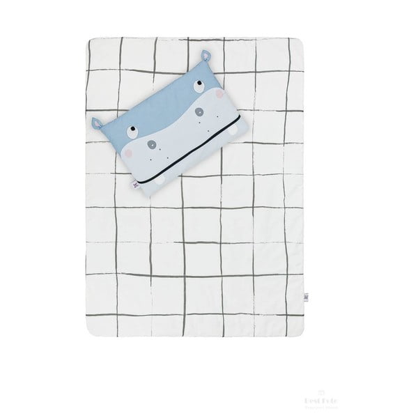 Бебешко памучно одеяло и възглавница за детско легло 135x100 cm Hippo - BELLAMY