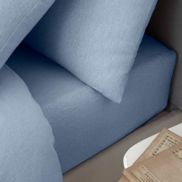 Светлосин еластичен фланелен чаршаф 135x190 cm Brushed – Catherine Lansfield-image-1