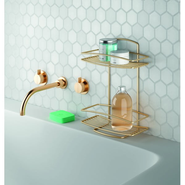 Стоманен рафт за баня в златисто Onda – Metaltex-image-1