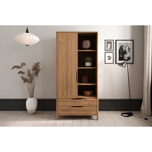 Гардероб от масивен дъб естествен 90x188 cm Twig – The Beds-image-3