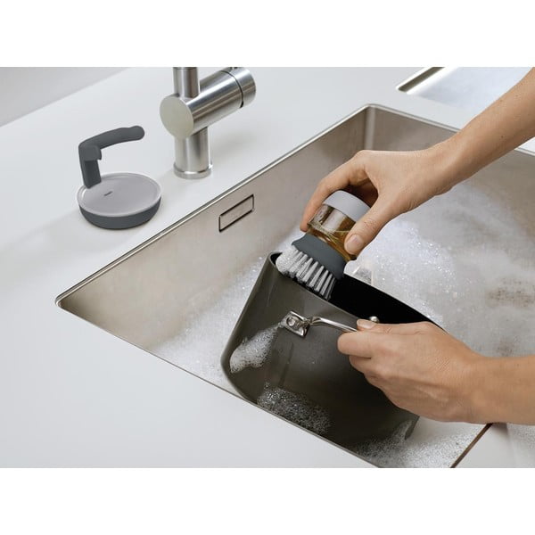 Сива четка с дозатор и стойка Palm Scrub - Joseph Joseph-image-3