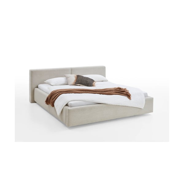 Бежово двойно легло 160x200 cm тапицирано без ламелно дъно Cube – Meise Möbel-image-4