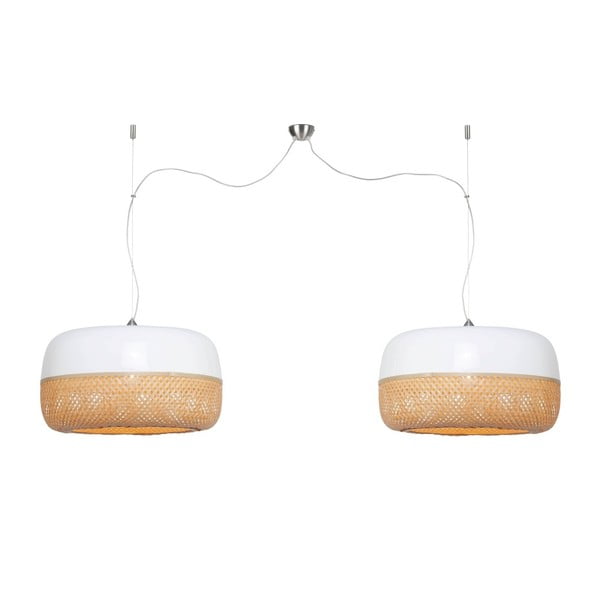 Двойна висяща лампа от бял и кафяв бамбук Mekong, ⌀ 60 cm - Good&Mojo