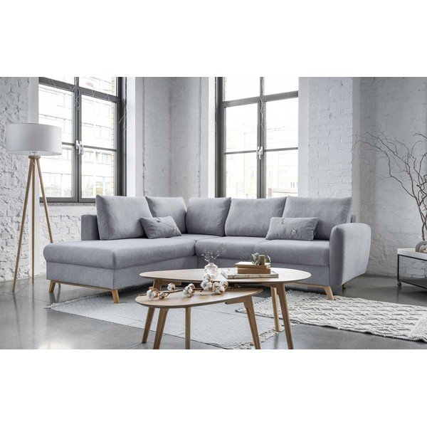 Светлосив ъглов разтегателен диван ляв ъгъл, Scandic Lagom - Miuform-image-3