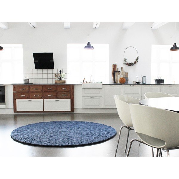 Син вълнен килим с топки , ⌀ 200 cm Ball Rugs - Wooldot-image-3