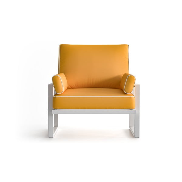 Жълт градински фотьойл с подлакътници и бяла тапицерия Angie - Marie Claire Home