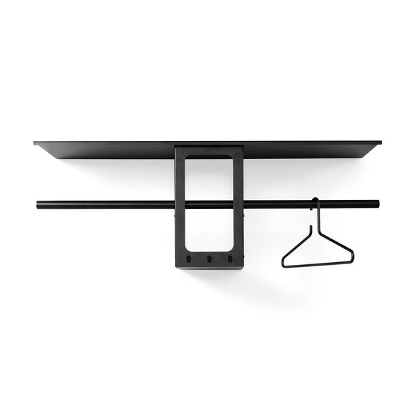 Черна стоманена стенна закачалка с рафт 100 cm Luno Small – Spinder Design-image-2