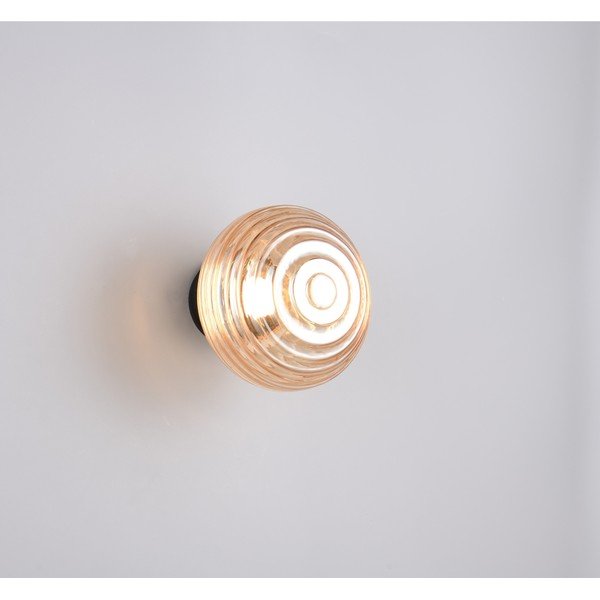 Стъклена LED стенна лампа с USB в кехлибарен цвят ø 15,5 cm Earl – Reality-image-1