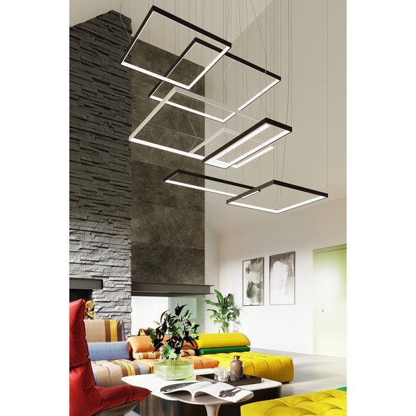 Черно метално LED висящо осветително тяло TUULA – Thoro-image-3