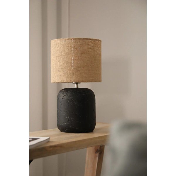 Настолна лампа с абажур от юта в черен и естествен цвят (височина 32,5 cm) Montagna - Markslöjd-image-3