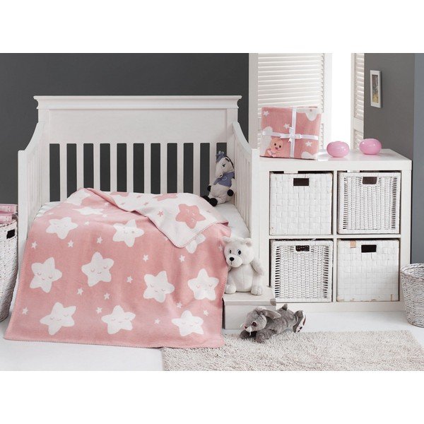 Розово бебешко одеяло от флийс 100x120 cm Star – Mijolnir-image-1