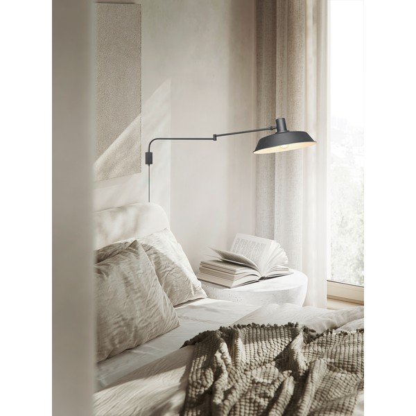 Матово черно стенна лампа с огъваща се структура за контакт ø 35,5 cm Bolder – Trio-image-1