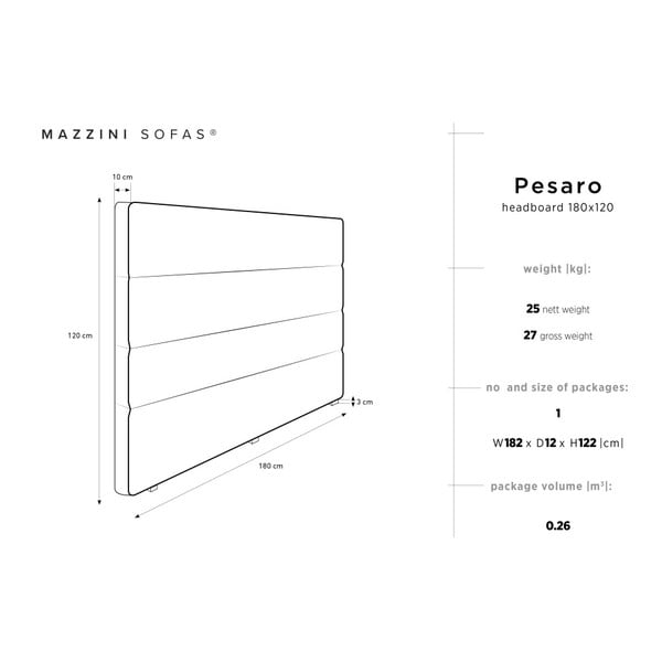 Krémové čelo postele Mazzini Sofas Pesaro, 180 x 120 cm-image-4