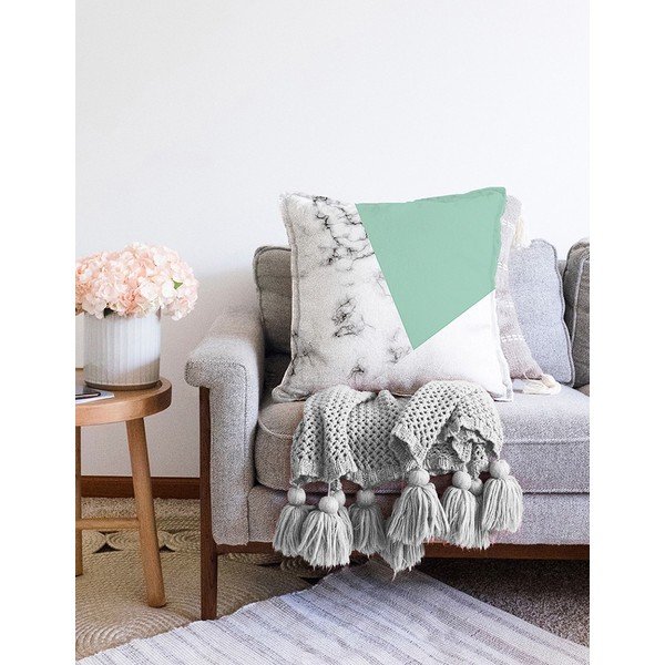 Зелено-сива калъфка за възглавница от памучна смес Мрамор, 55 x 55 cm - Minimalist Cushion Covers-image-2