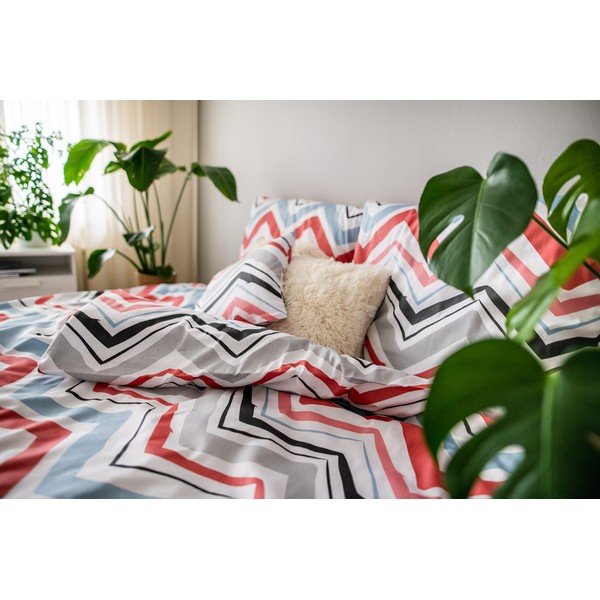 Синьо /сиво единично  3 части спално бельо от памучен сатен 140x200 cm Marina – JAHU collections-image-4