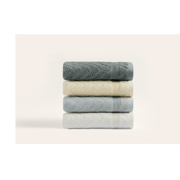 Жълти-сиви памучни кърпи в комплект от 4 бр. от тери 50x90 cm – Foutastic