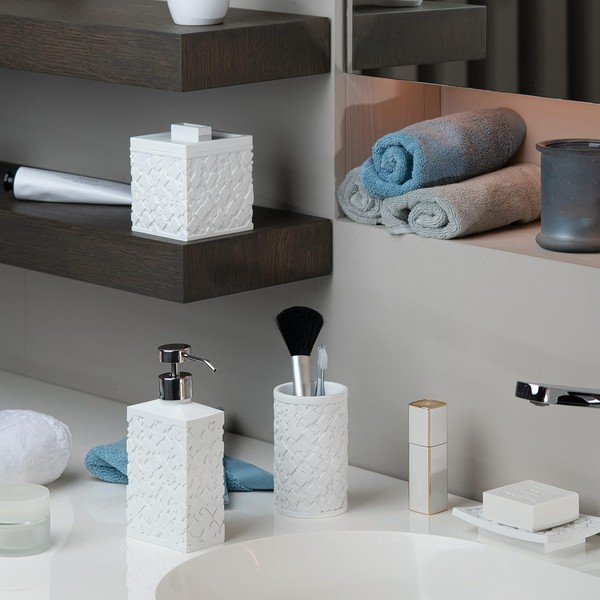 Бял органайзер за баня за памучни тампони от полирезин Agda – Spirella-image-1