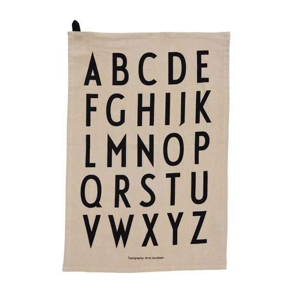 Бежова памучна кърпа за чай "Азбука" в комплект от 2 броя, 40 x 60 cm - Design Letters
